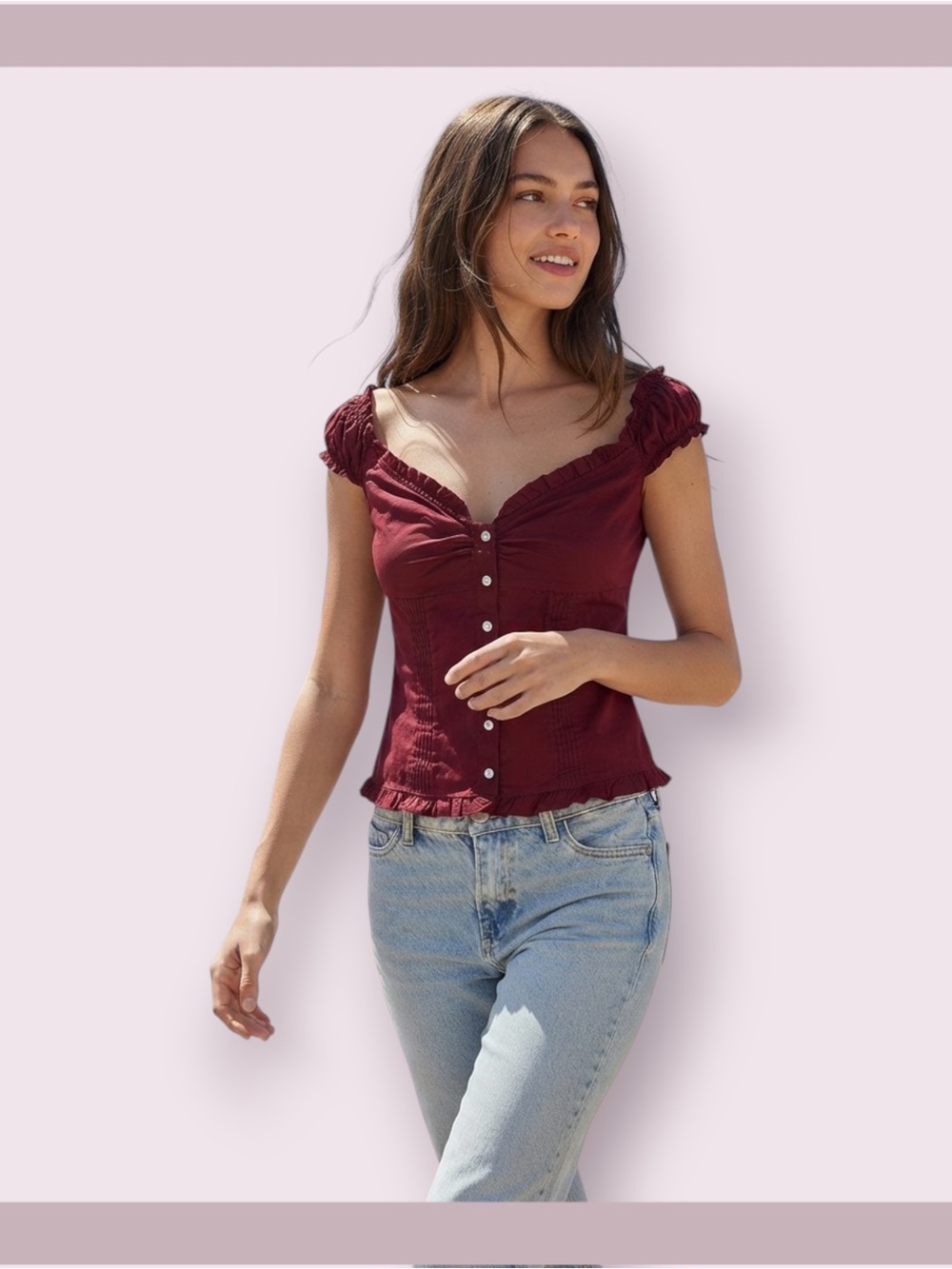 Brandy Melville Burgundy Elena Top